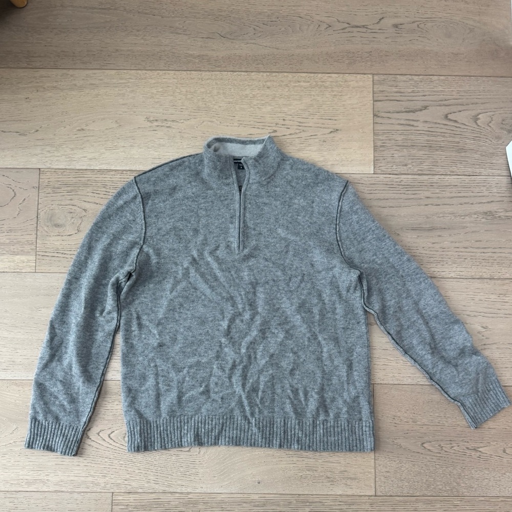 James Perse Men’s Quarter Zip Cashmere Sweater – Heather Gray – Size 3 (Large)